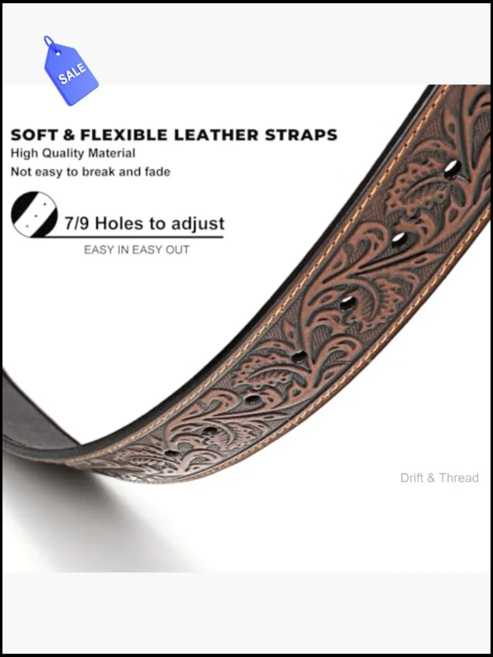 Western Leather Belt Strap for Men Women Cowboy Cowgirl Belts